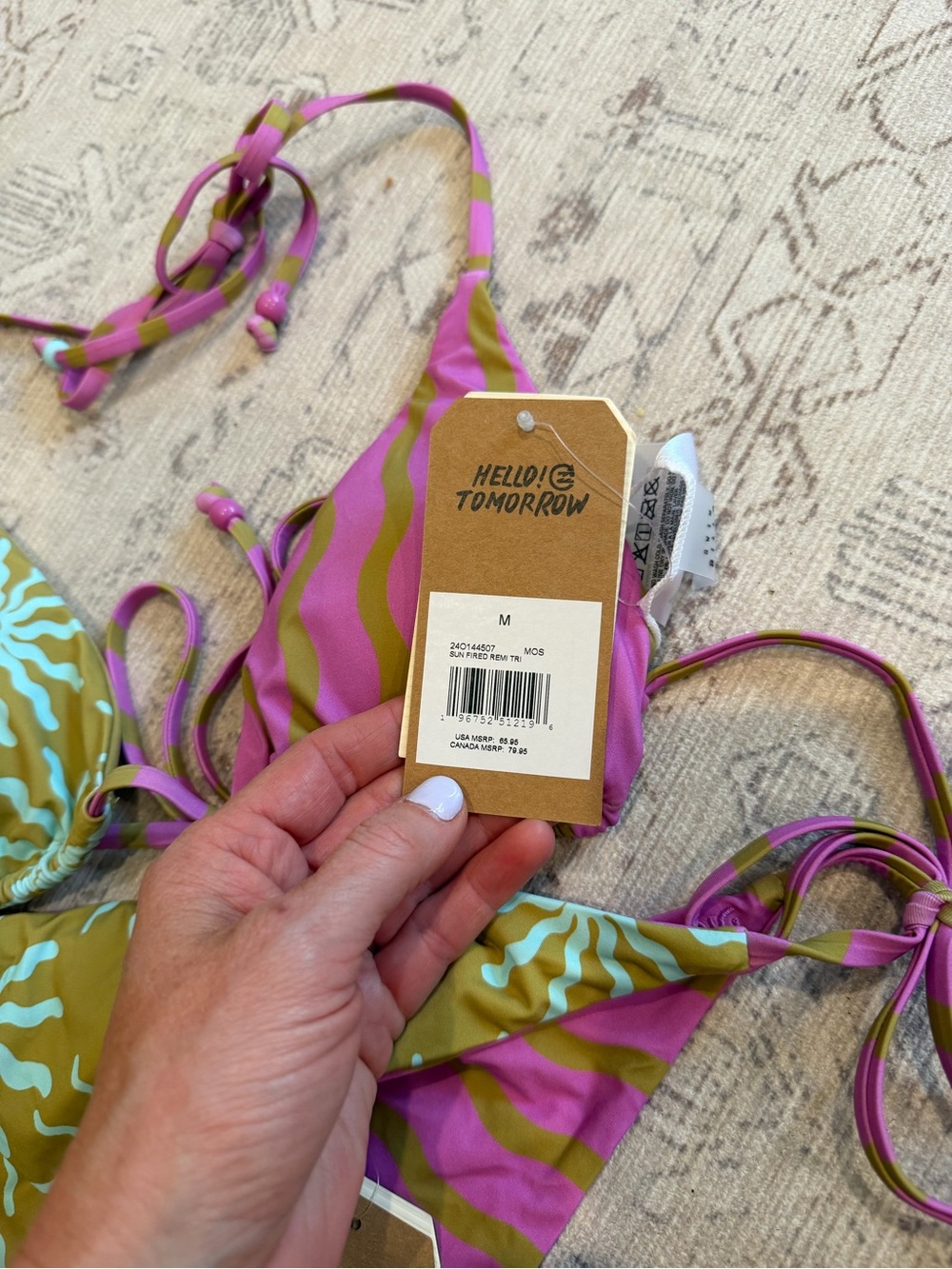 Billabong Olive, Aqua & Magenta Sunburst Triangle Bikini - Picture 4 of 5